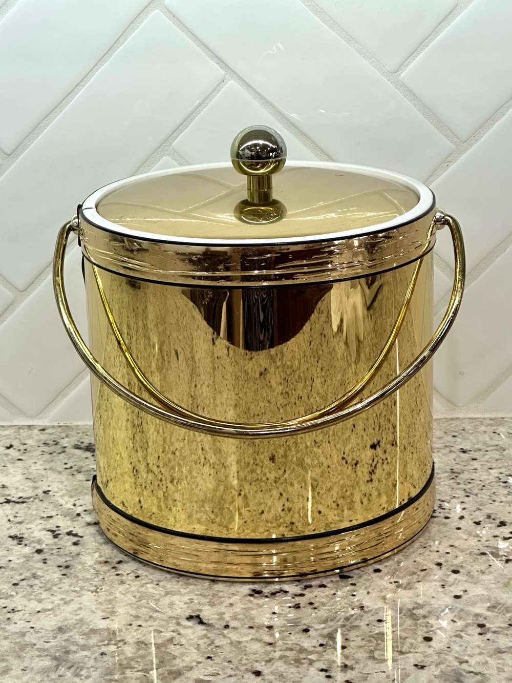 Vintage MCM gold foil Kraftware insulated ice bucket